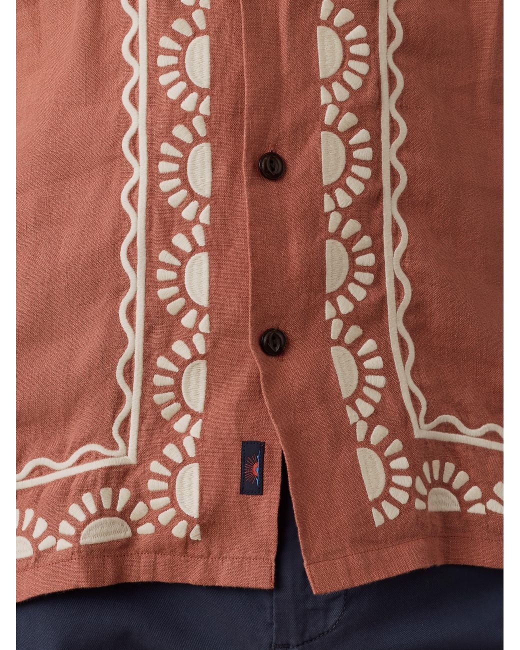 Faherty Brand Brown Short-Sleeve Embroidered Shirt for men