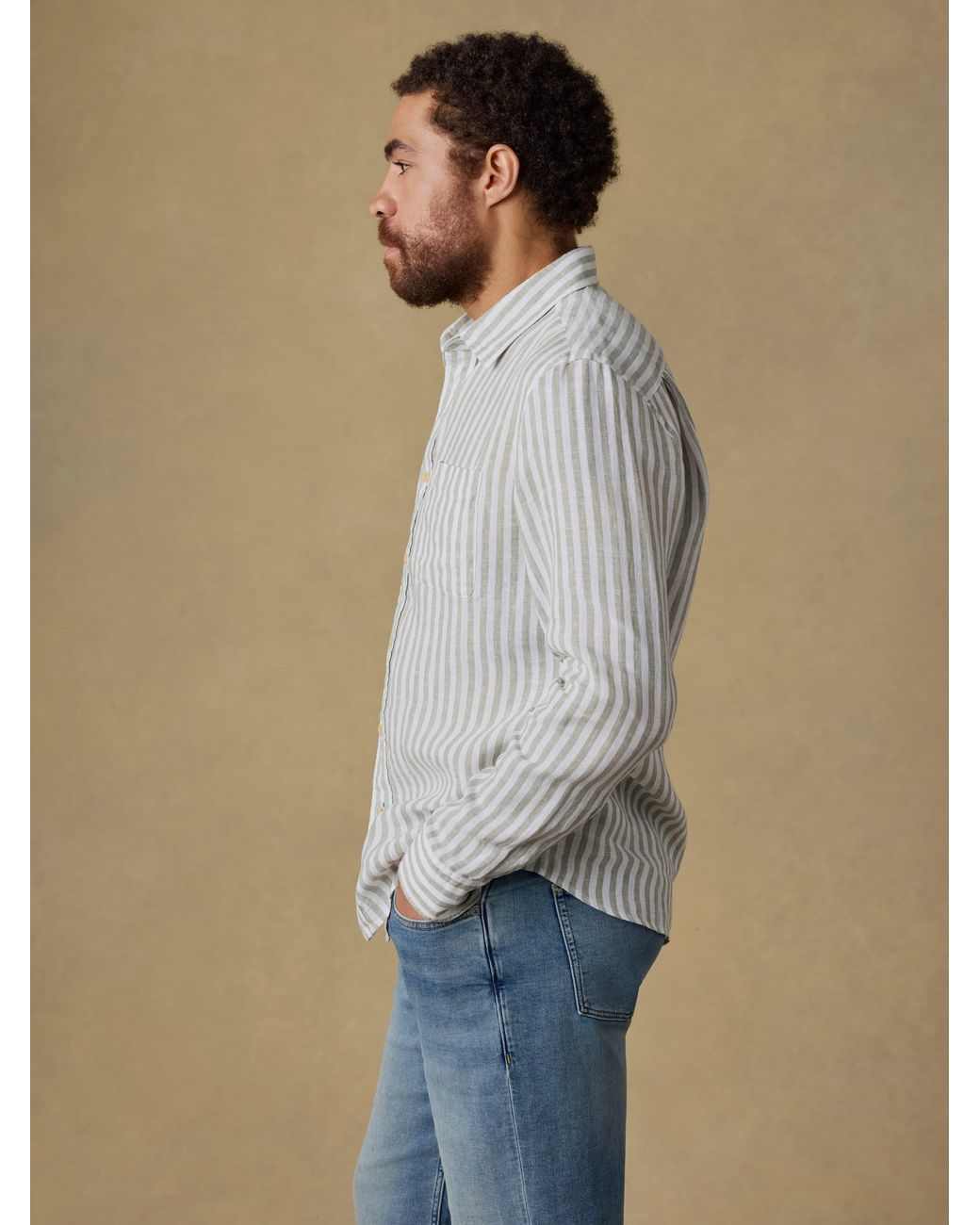 Faherty Brand Natural Laguna Linen Shirt for men