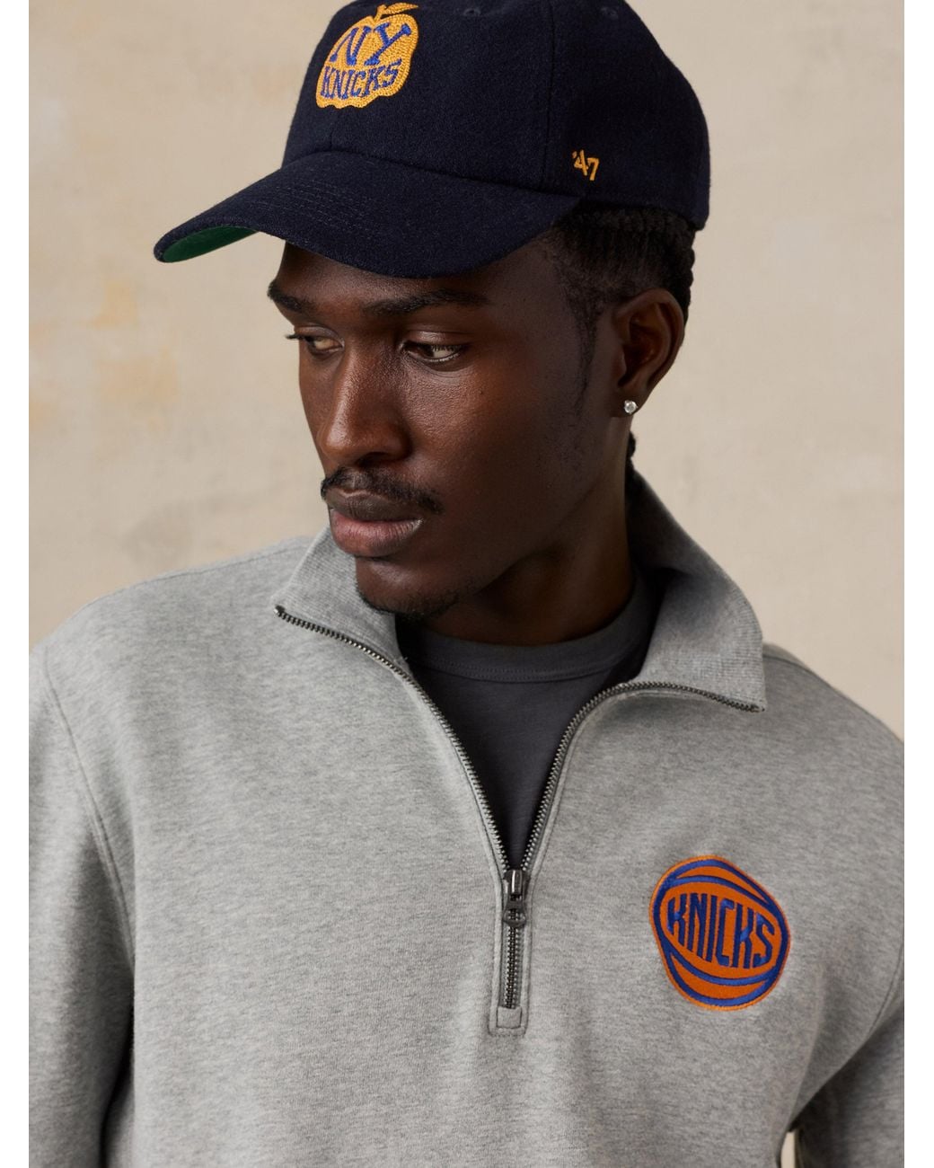 Faherty Brand Gray Ny Knicks High Standard Fleece Quarter Zip for men