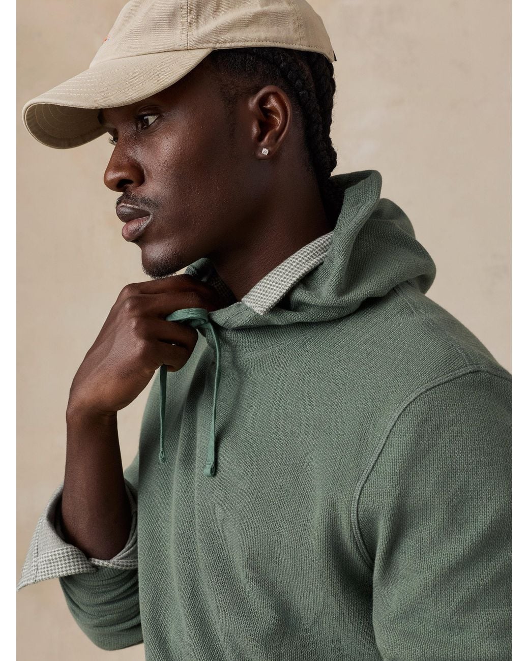 Faherty Brand Green Highland Knit Hoodie for men