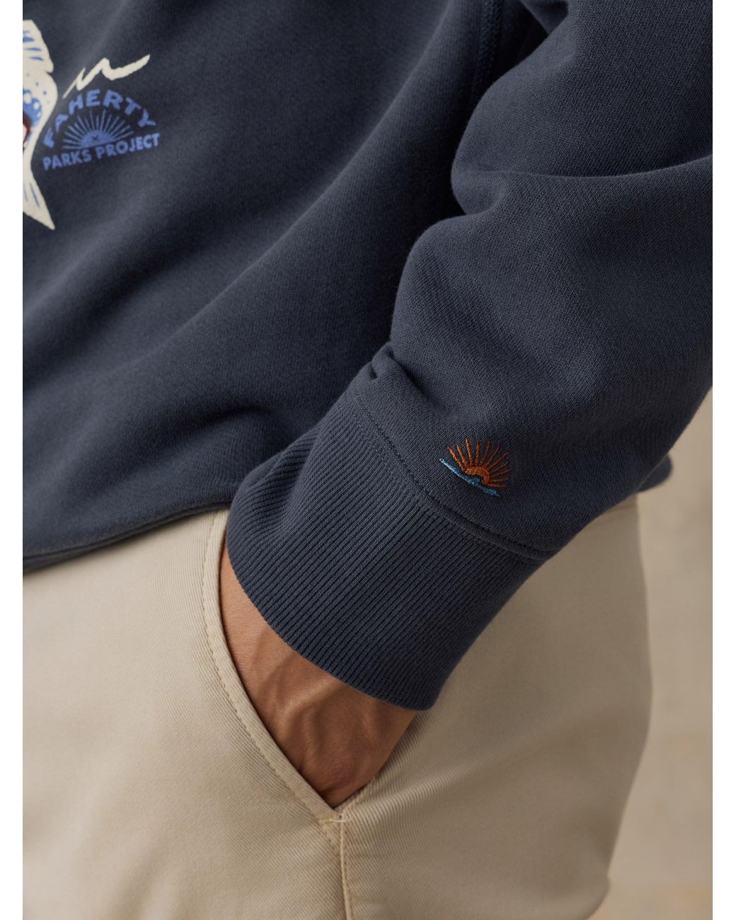 Faherty Brand Blue X Parks Project Great Lakes High Standard Fleece Crewneck for men