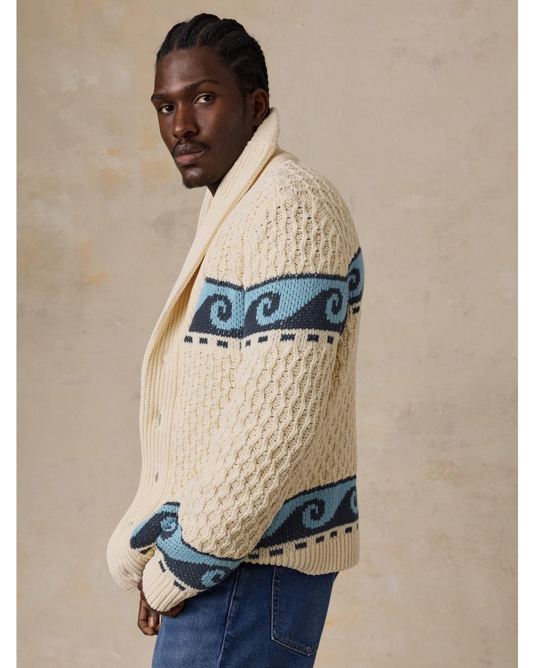 Faherty Brand Blue Wave Swell Cardigan for men