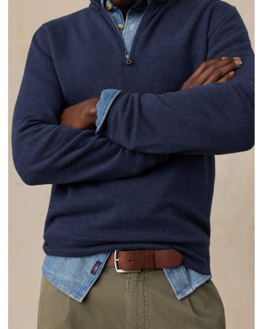 Faherty Brand Blue Legend Sweater Quarter Zip for men