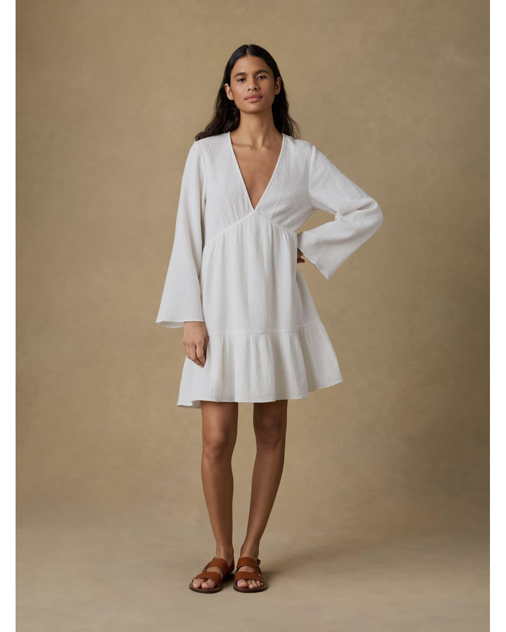 Faherty Brand Natural Dune Cotton Gauze Oceana Dress