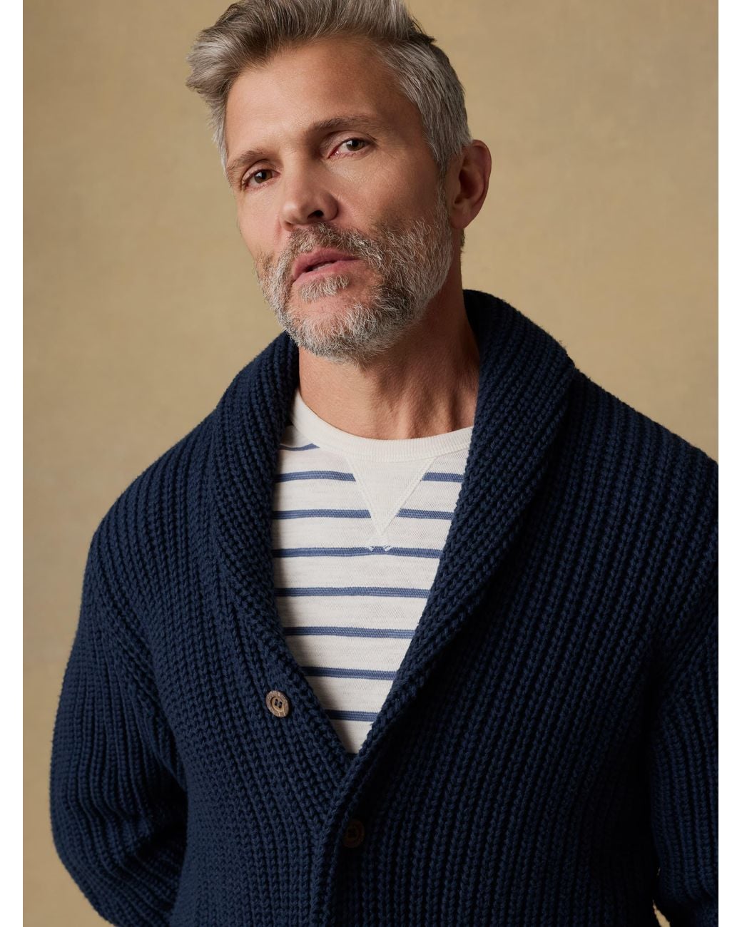 Faherty Brand Blue Pima Cotton Cardigan for men