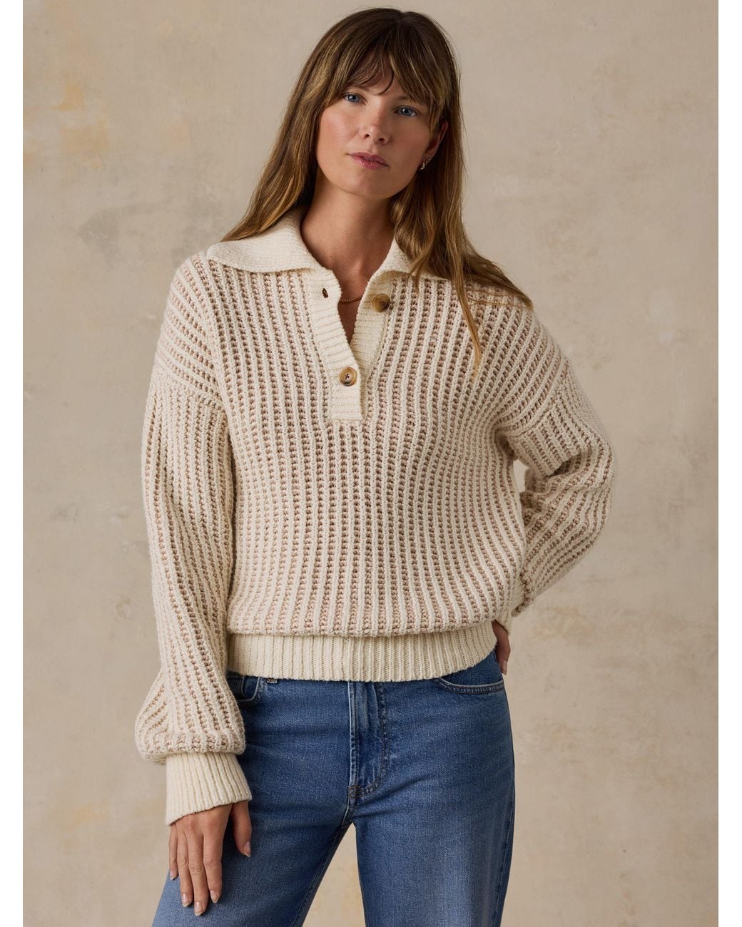 Faherty Brand Natural Heirloom Cotton Sweater Polo