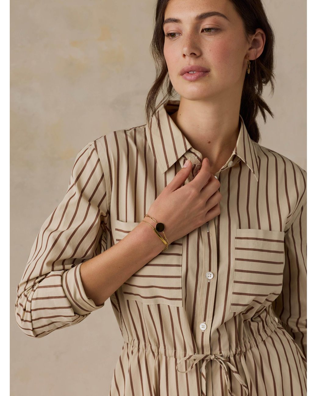 Faherty Brand Natural Coastal Poplin Catalina Dress