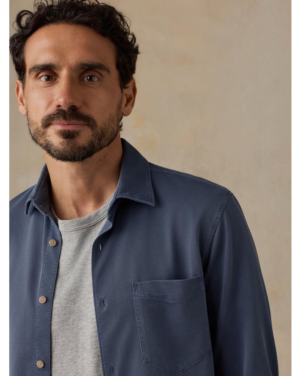 Faherty Brand Blue Costa Pique Shirt for men