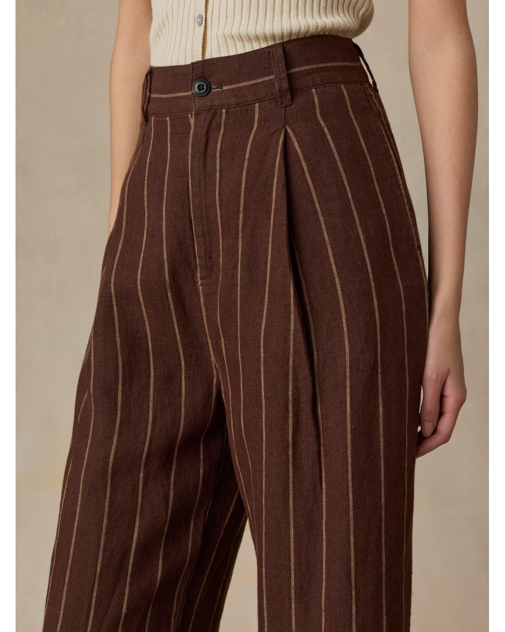 Faherty Brand Brown Sun Strider Linen Pleated Pants