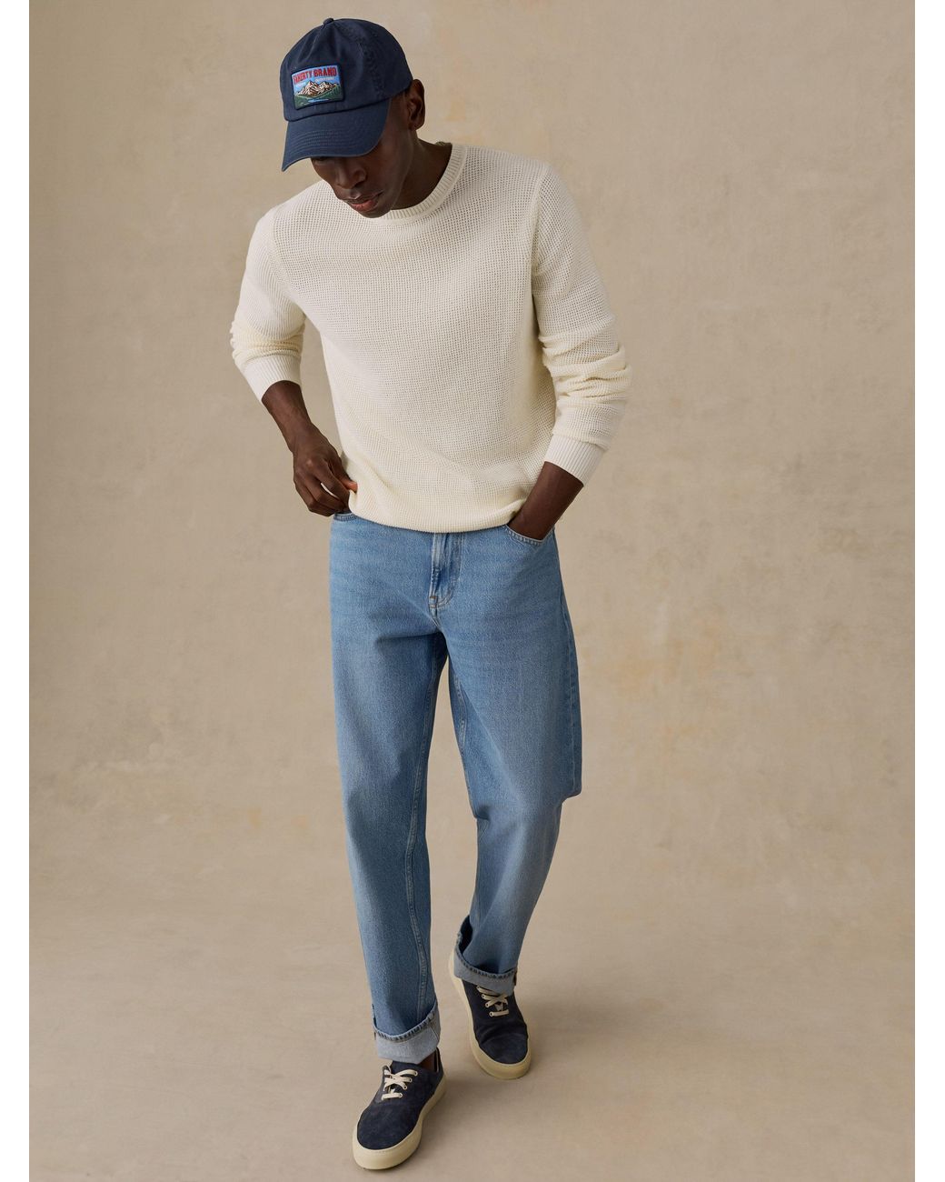 Faherty Brand Natural Sunwashed Crewneck Sweater for men