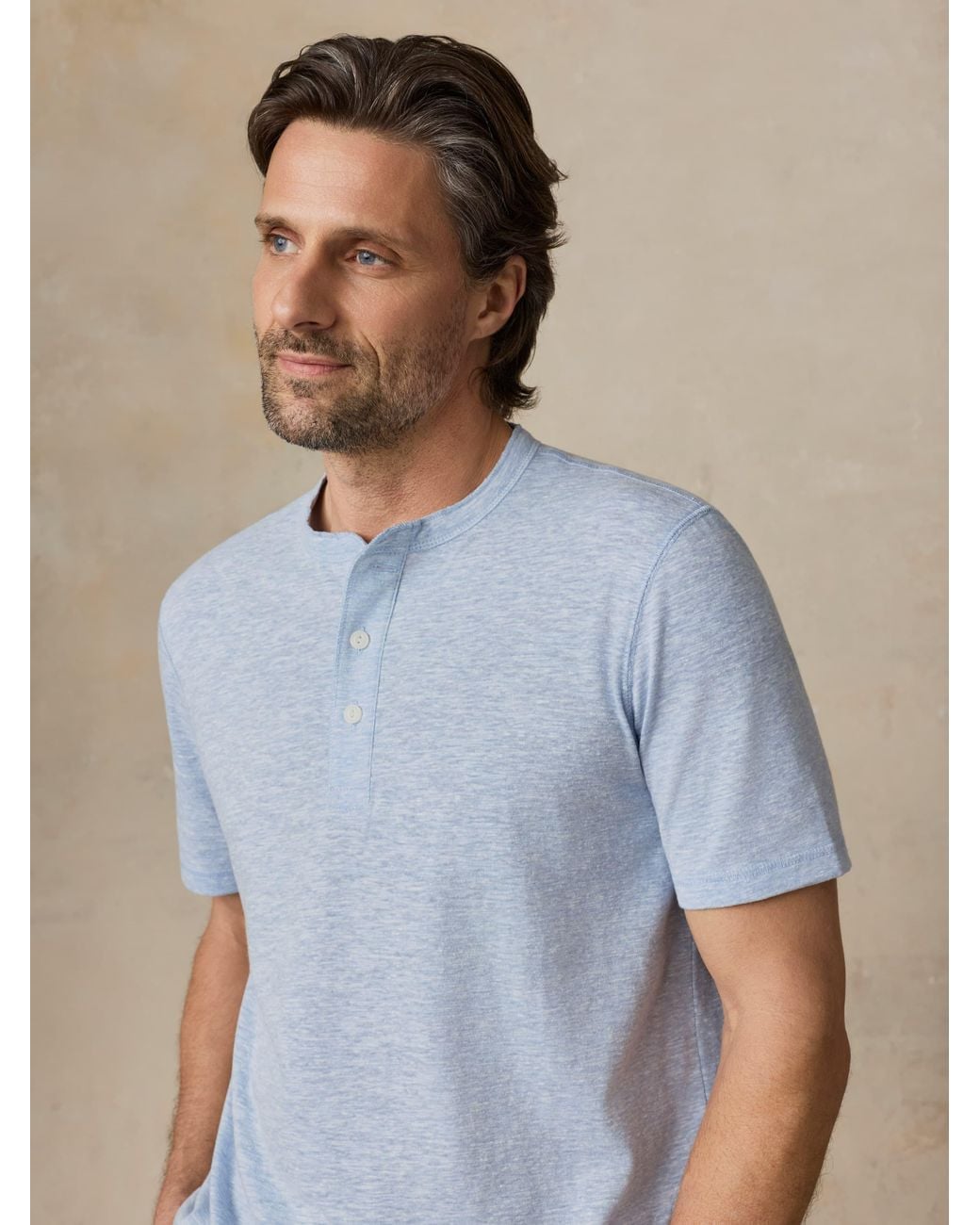 Faherty Brand Blue Short-Sleeve Breeze Henley T-Shirt for men