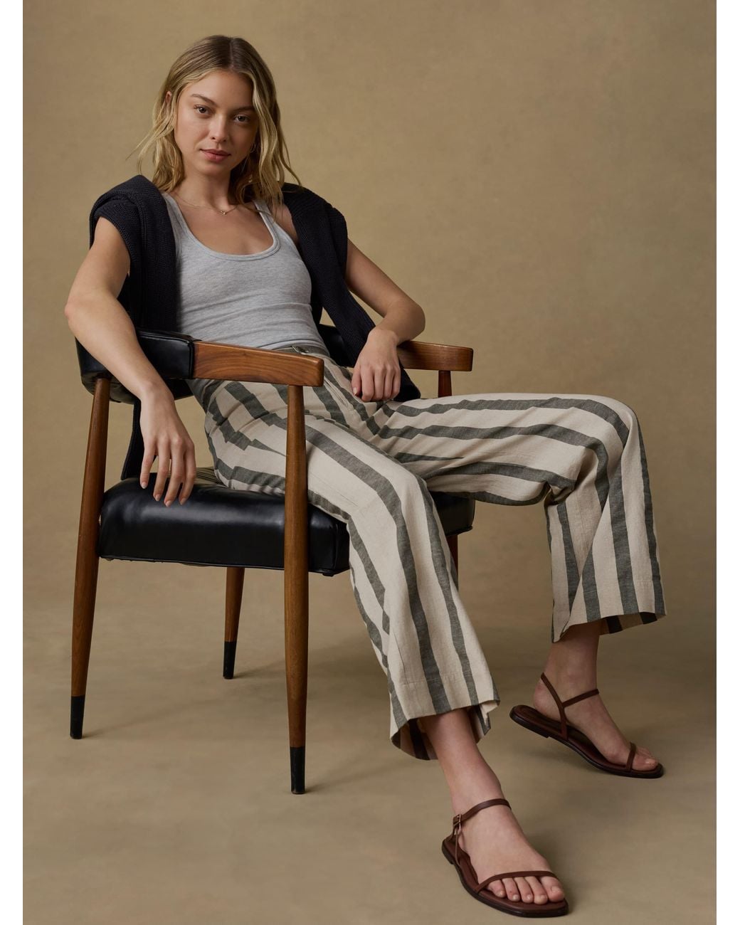 Faherty Brand White Sun Strider Cotton Linen Pants