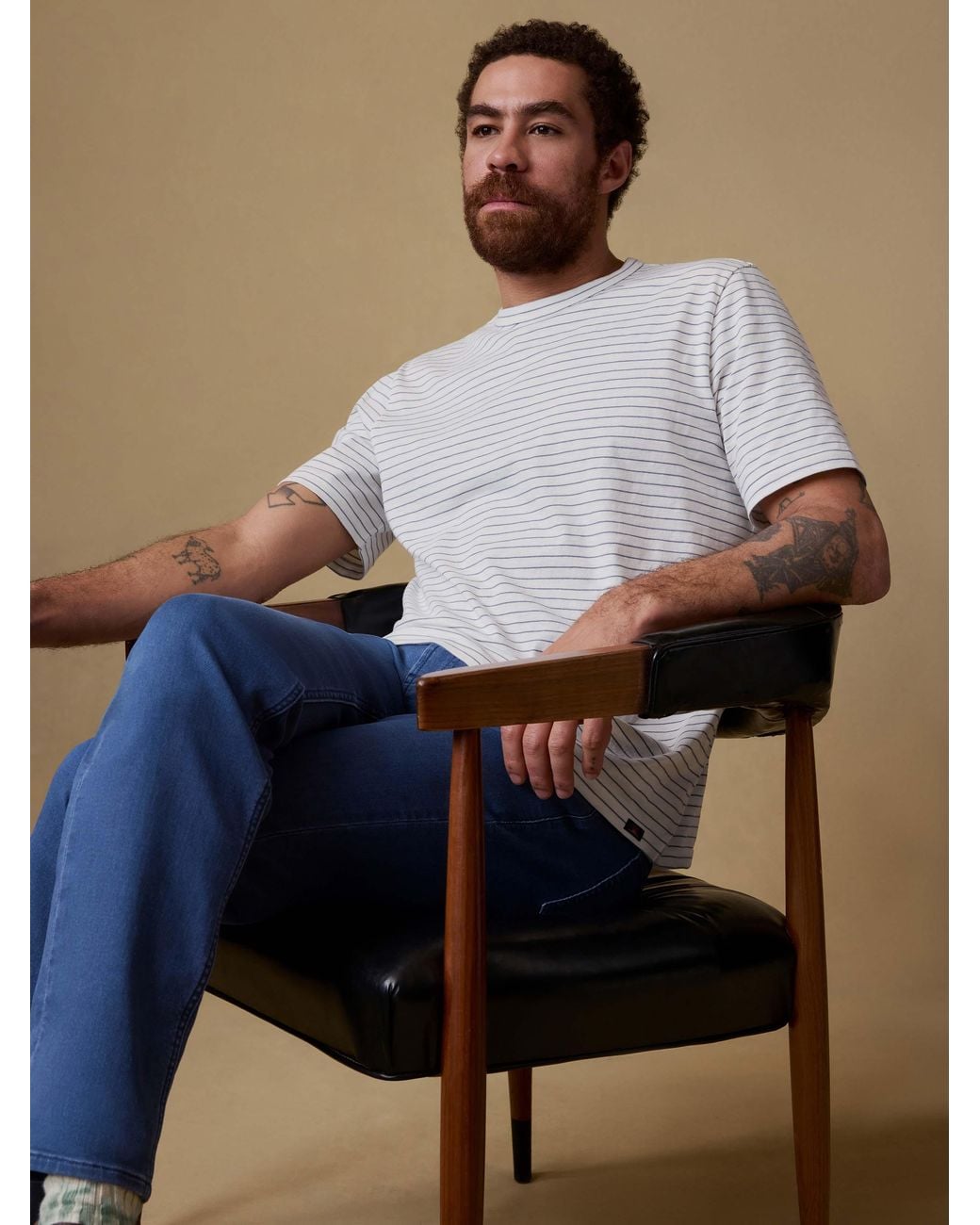 Faherty Brand Natural Sunwashed Regenerative T-Shirt for men