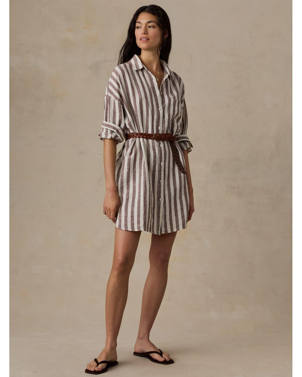 Faherty Brand Brown Laguna Linen Kova Shirtdress