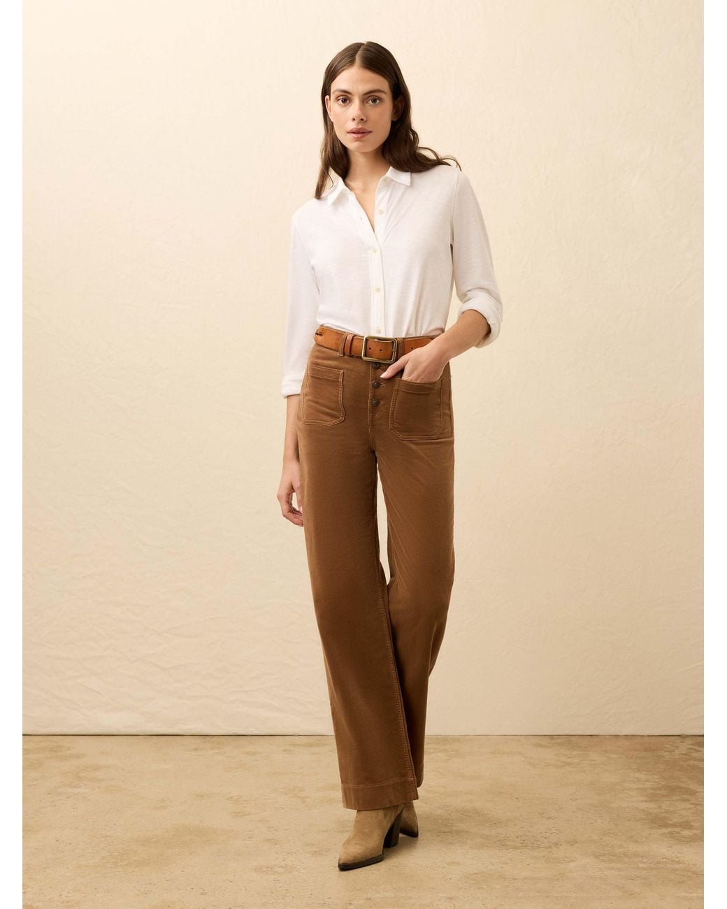 Faherty Brand Brown Stretch Terry Cord Patch Pocket Pants