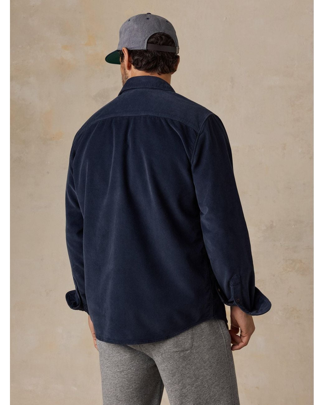Faherty Brand Blue Stretch Terry Corduroy Workshirt for men