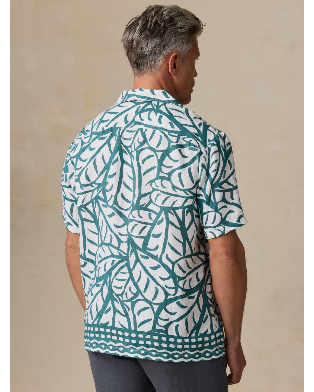 Faherty Brand Blue Short-Sleeve Linen Camp Shirt for men