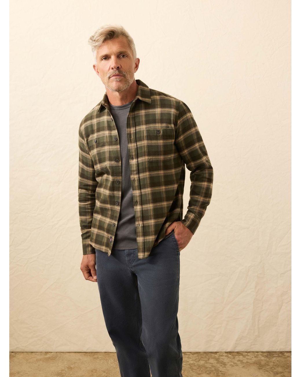 Faherty Brand Natural Heirloom Portuguese Flannel Shirt for men