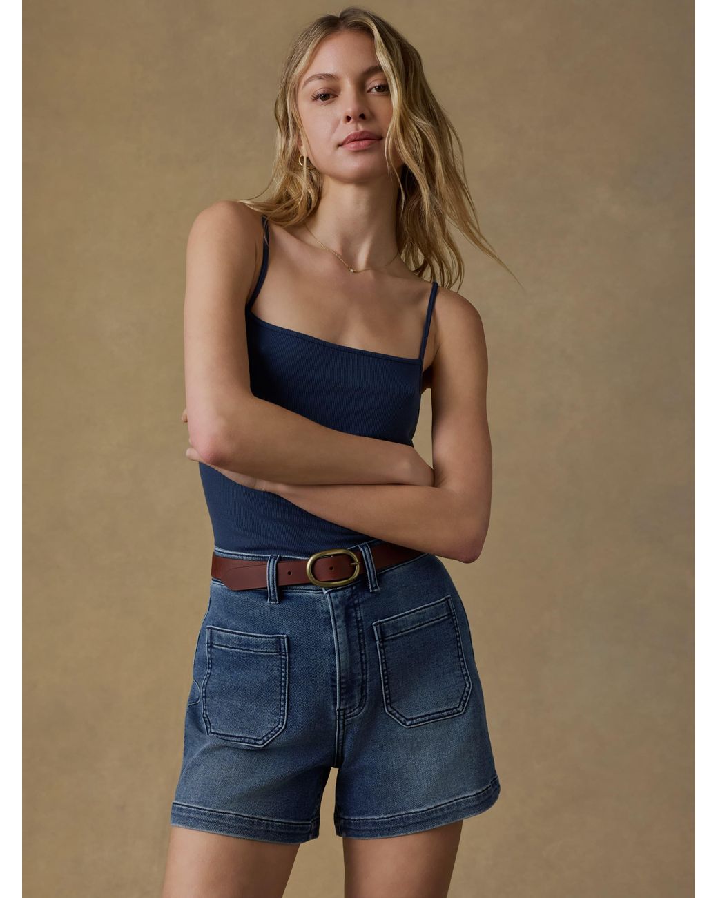 Faherty Brand Blue Stretch Terry Patch Pocket Short
