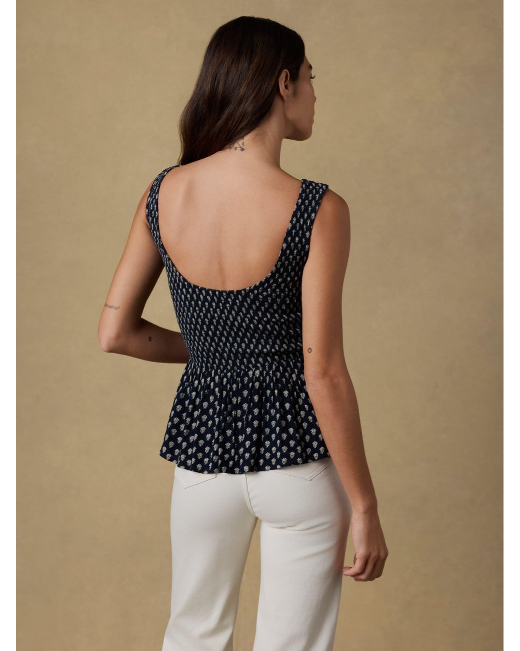 Faherty Brand Black Sophia Smocked Top