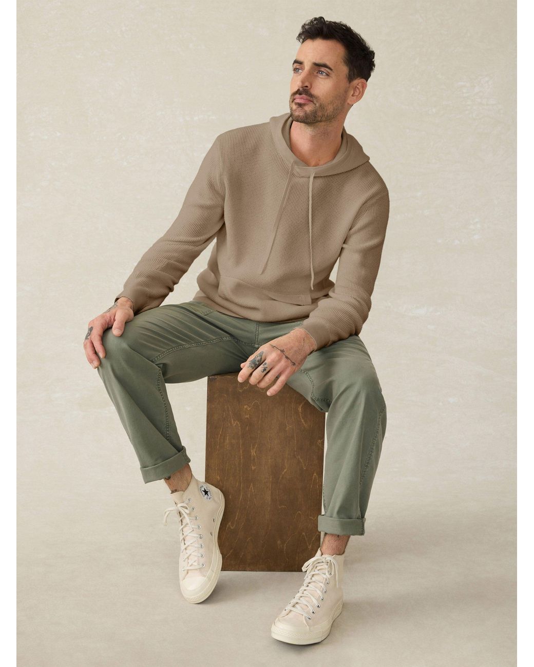 Faherty Brand Natural Sunwashed Sweater Hoodie for men