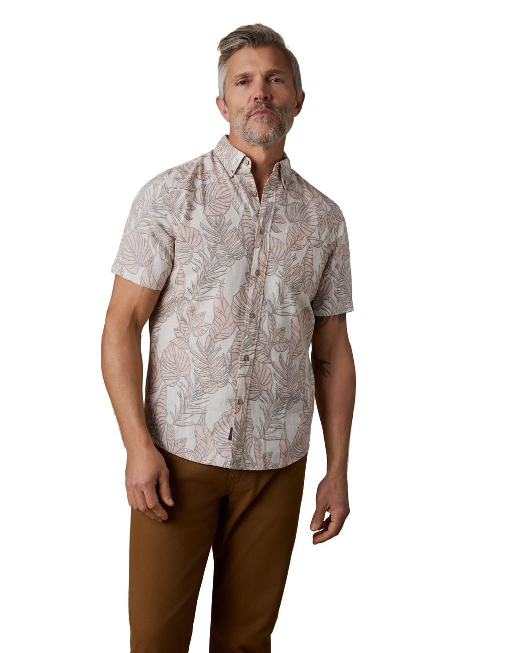 Faherty Brand Gray Short-Sleeve Breeze Shirt for men