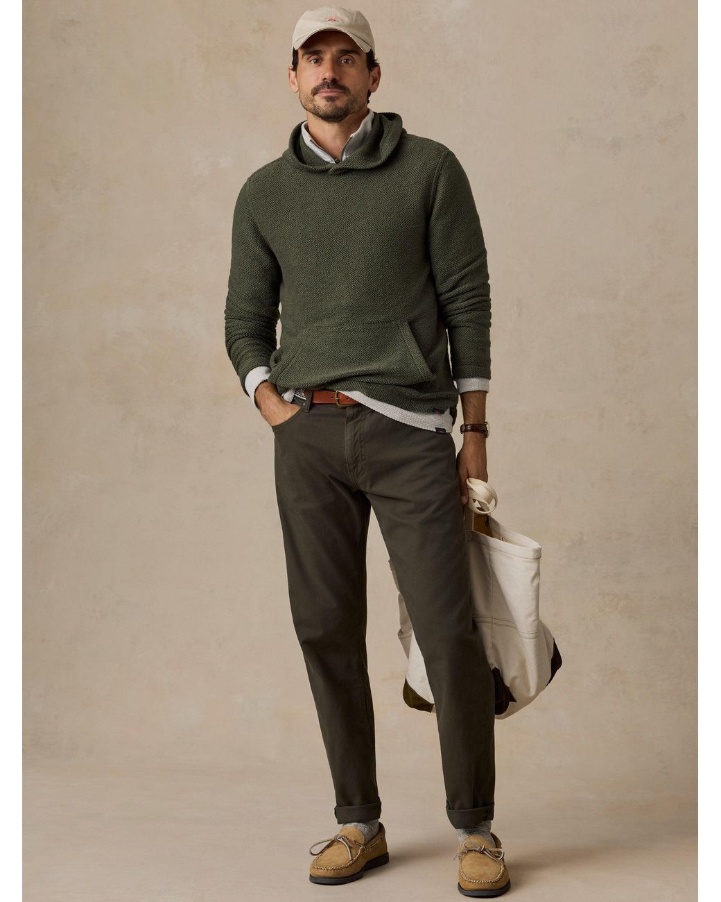 Faherty Brand Green Whitewater Hoodie for men