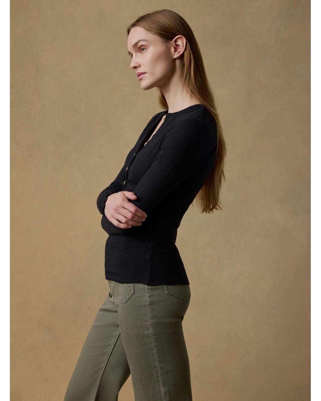 Faherty Brand Brown Paradise Pointelle Henley T-Shirt