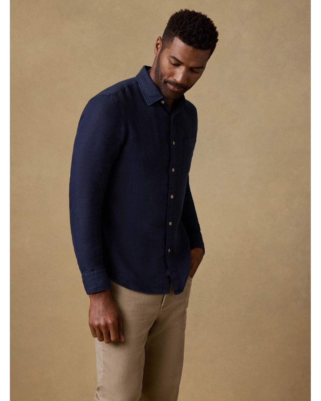Faherty Brand Blue Laguna Linen Shirt for men
