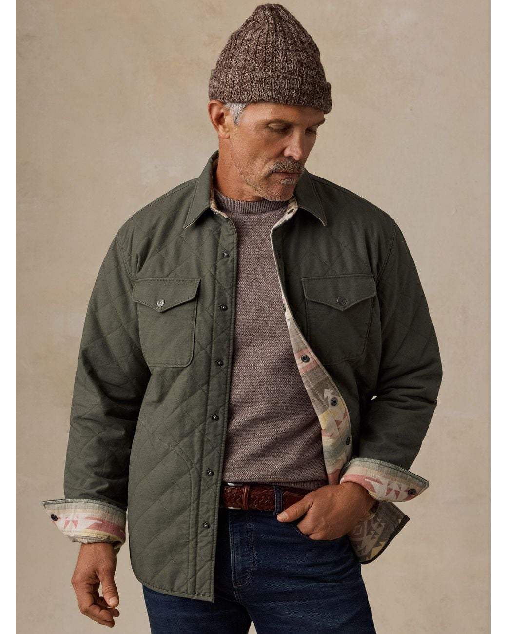 Faherty Brand Brown Thunder Voice Eagle Reversible Bondi Jacket for men