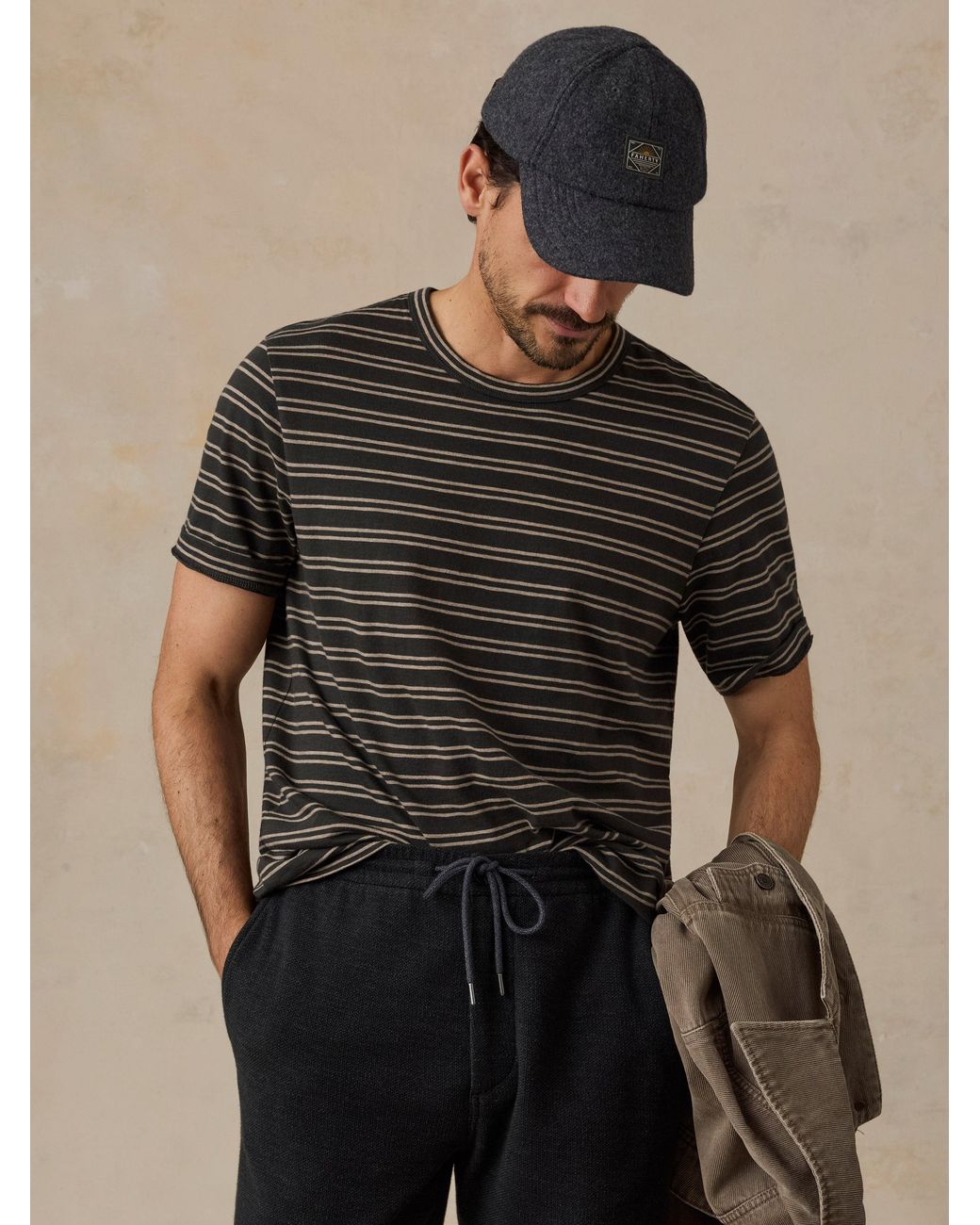 Faherty Brand Black Sunwashed Regenerative T-Shirt for men