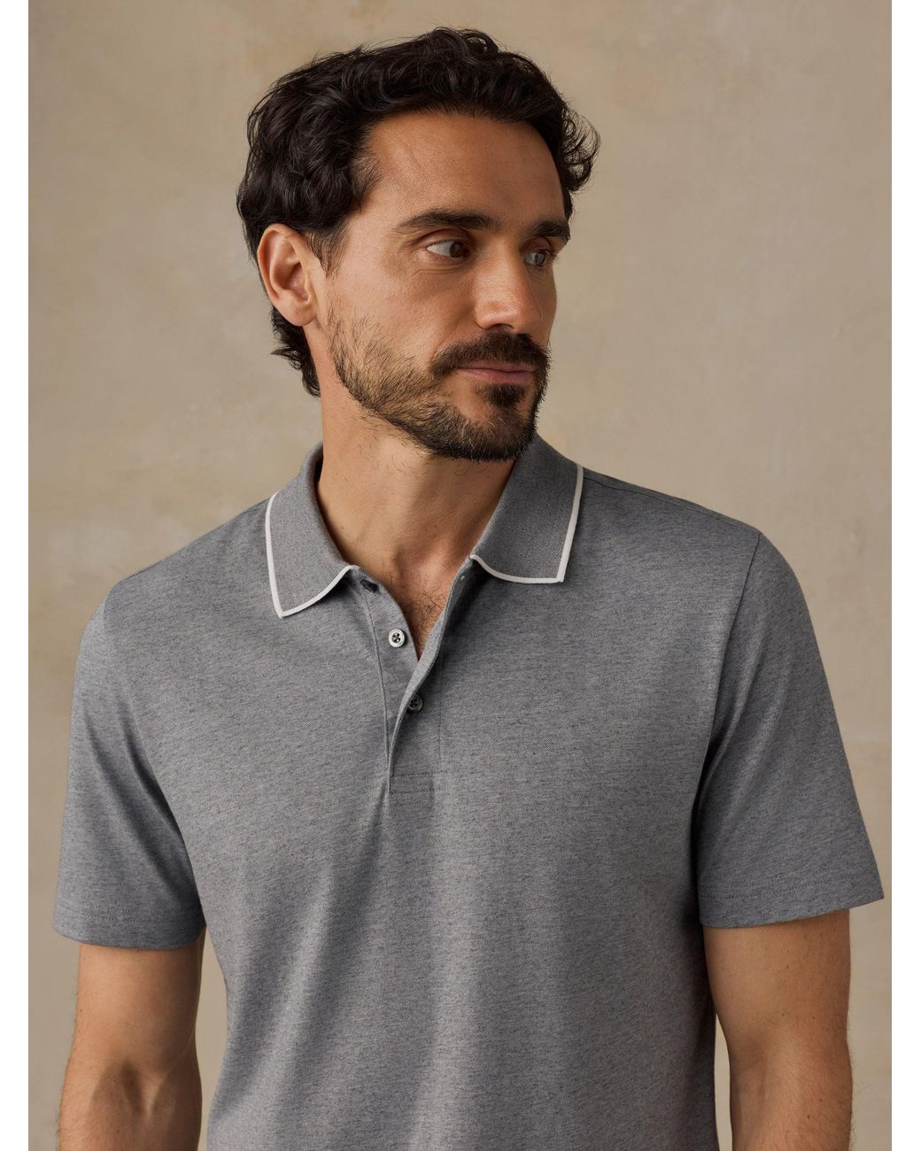 Faherty Brand Gray Short-Sleeve Movement Pique Polo Shirt for men