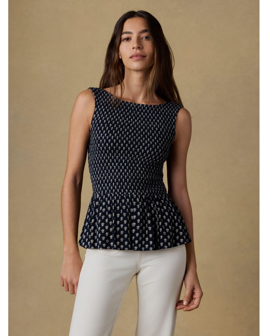 Faherty Brand Black Sophia Smocked Top