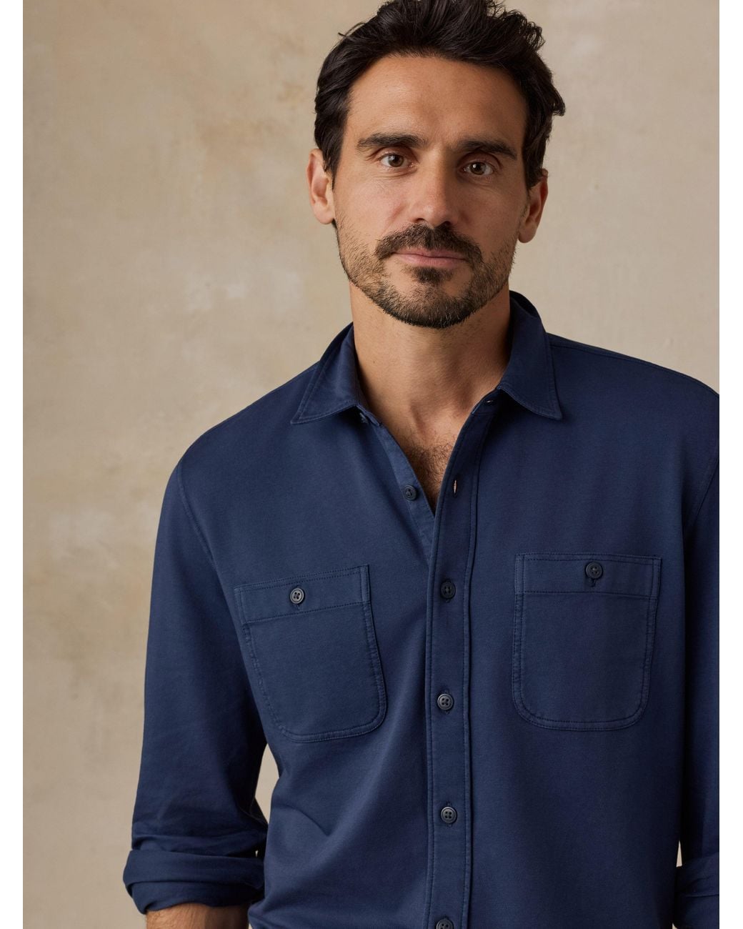 Faherty Brand Blue Field Knit Shirt for men
