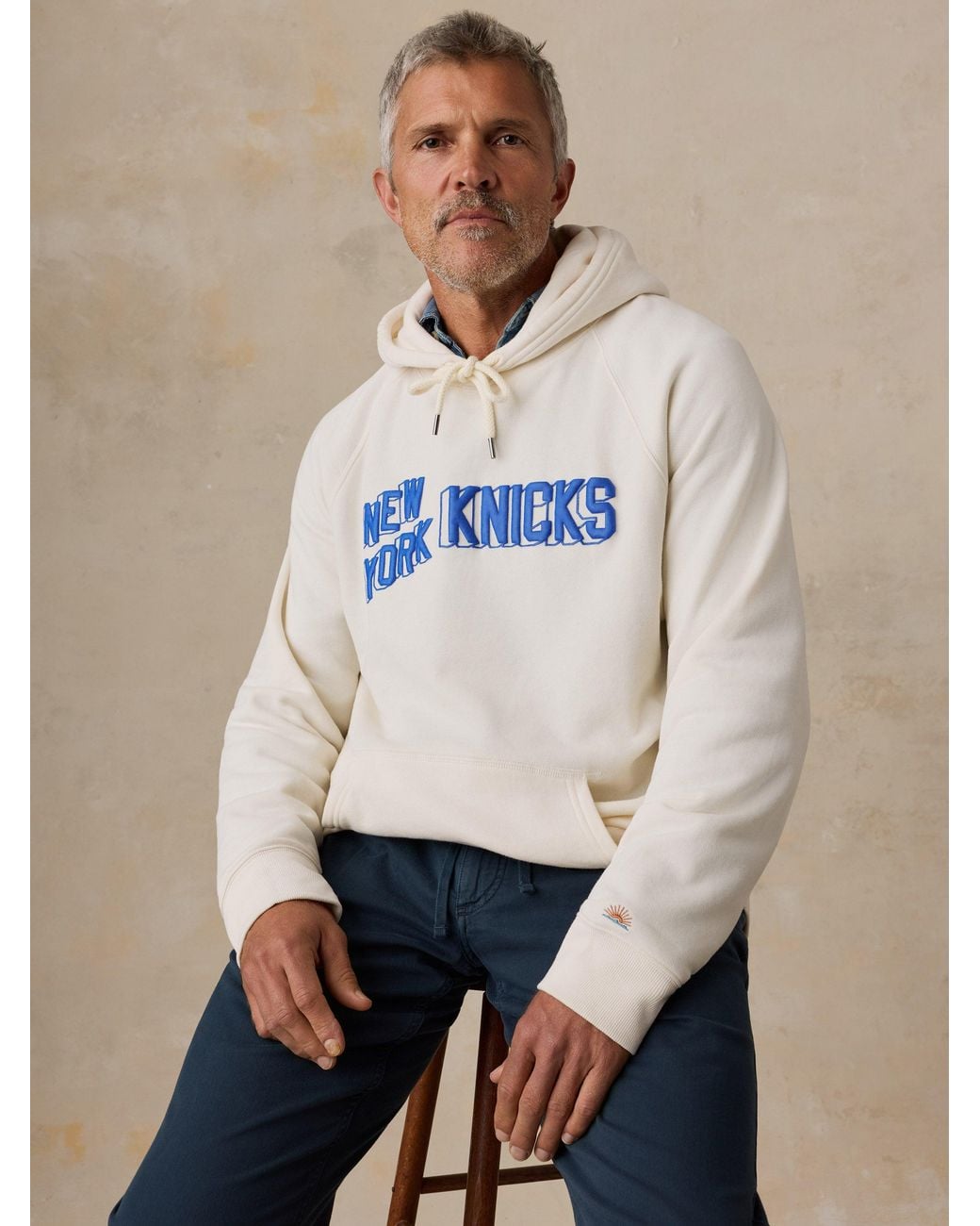 Faherty Brand Natural Ny Knicks High Standard Fleece Hoodie for men