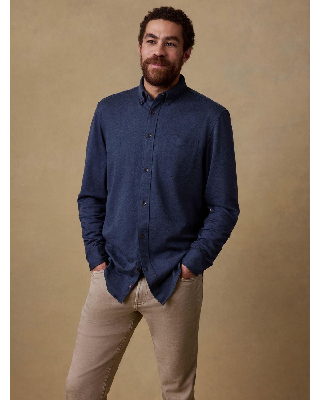 Faherty Brand Blue Coastline Knit Shirt for men