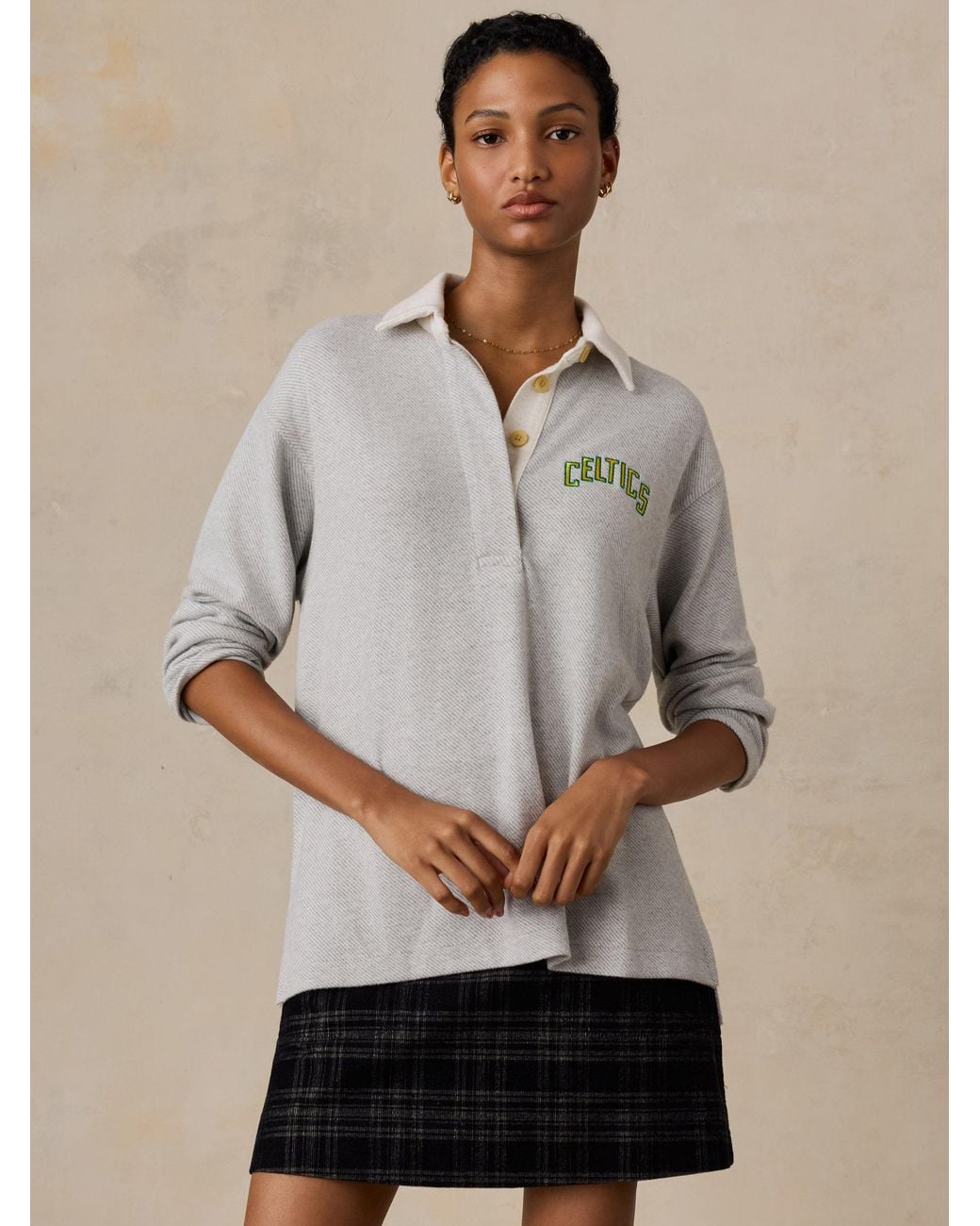 Faherty Brand Natural Boston Celtics Legend Sweater Rugby Popover