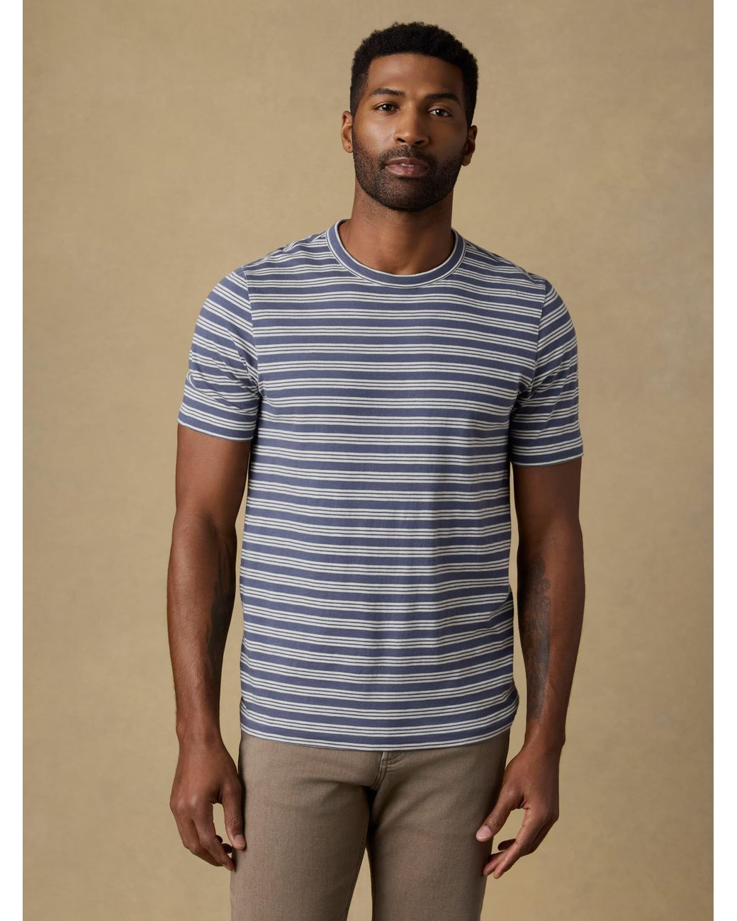 Faherty Brand Blue Sunwashed Regenerative T-Shirt for men