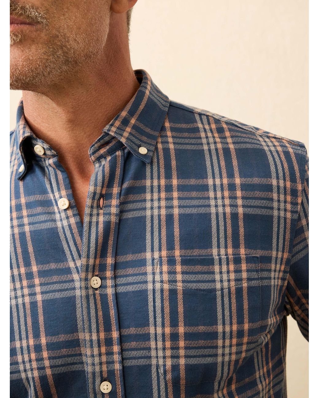 Faherty Brand Blue Coastline Knit Shirt for men