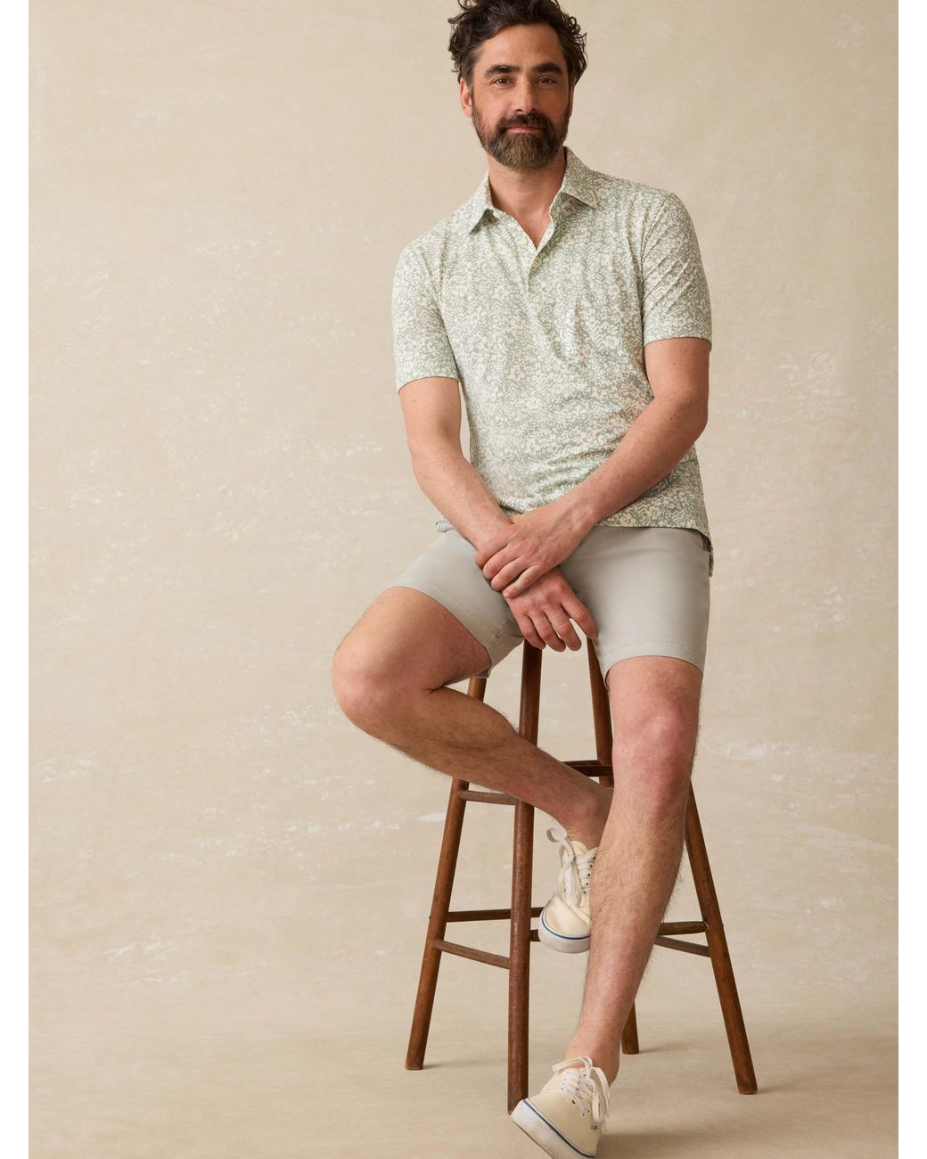 Faherty Brand Natural Short-Sleeve Movement Pique Polo Shirt for men