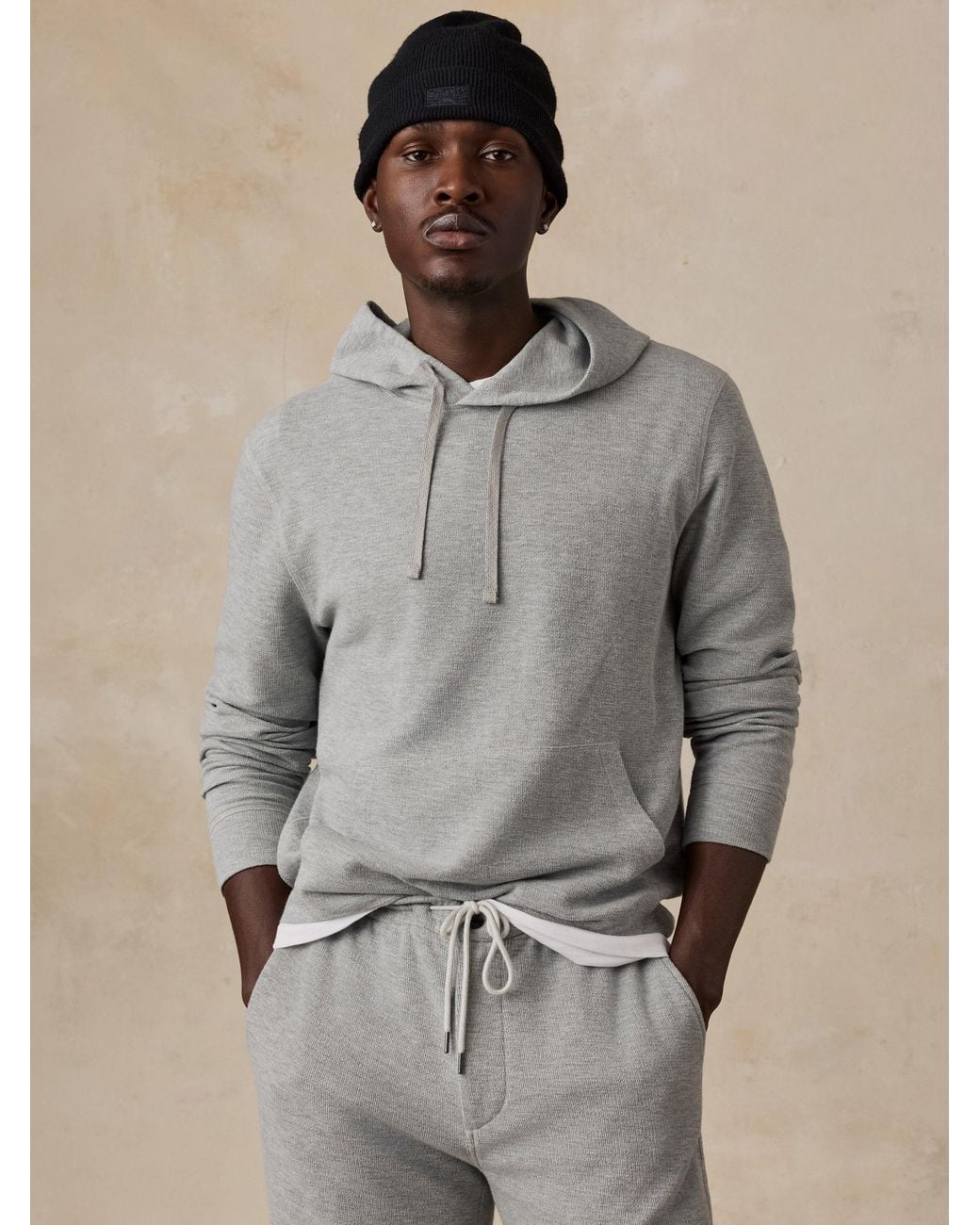 Faherty Brand Gray Highland Knit Hoodie for men