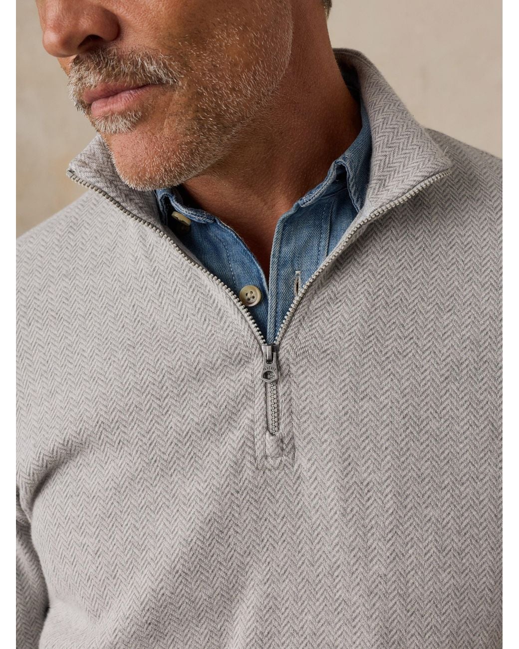 Faherty Brand Natural Legend Sweater Quarter Zip for men
