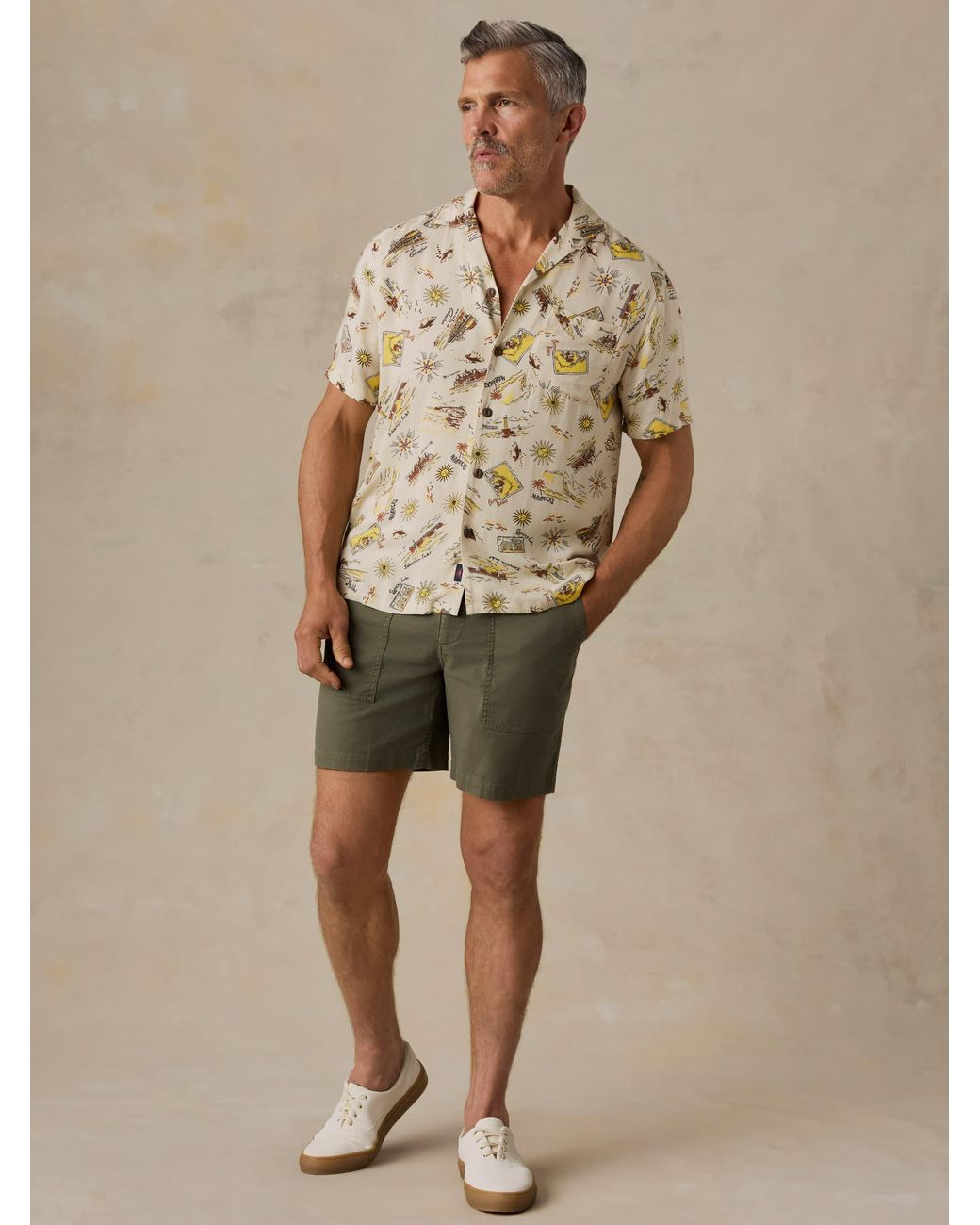 Faherty Brand Green Short-Sleeve Kona Camp Shirt for men