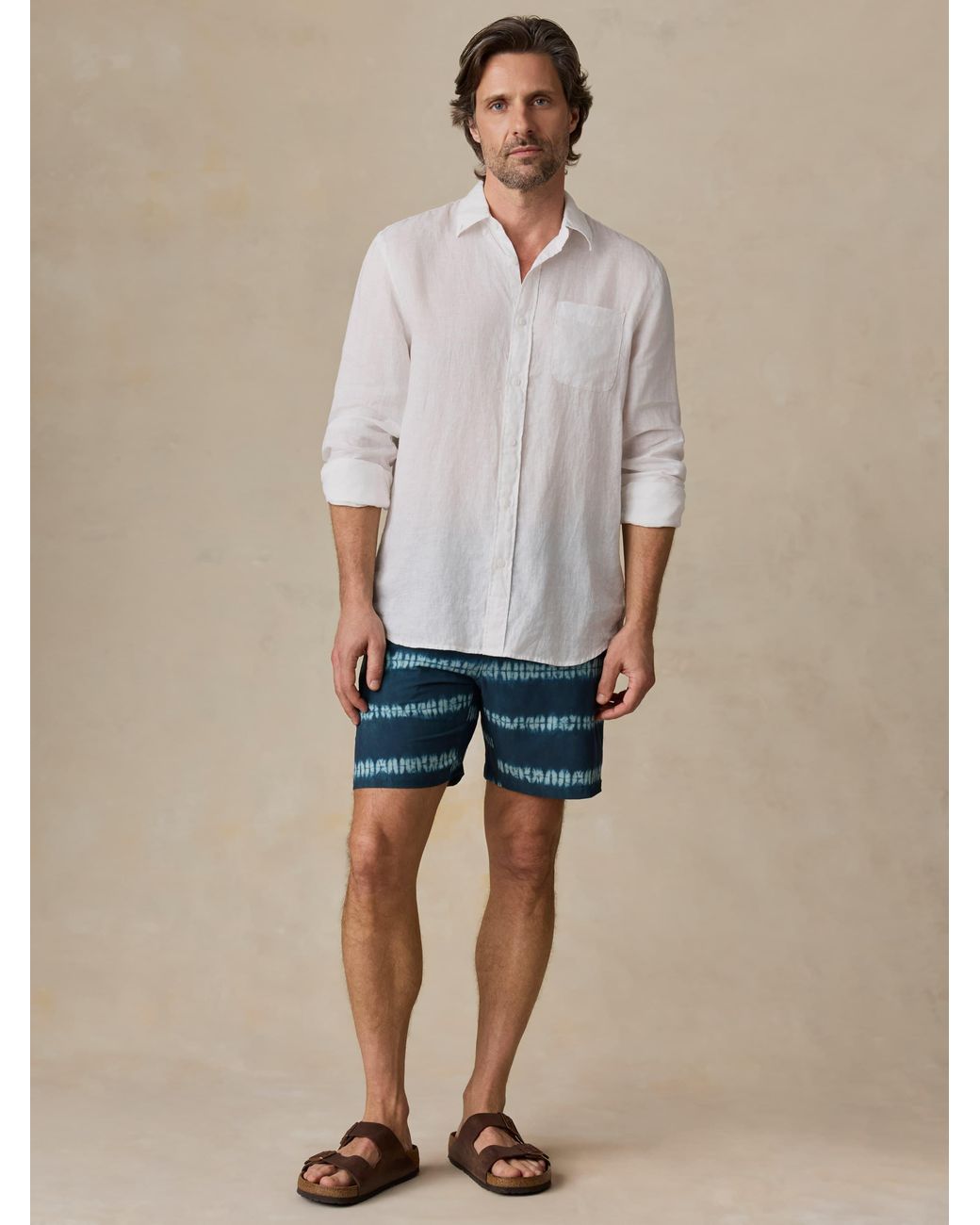 Faherty Brand Natural Sunwashed Linen Shirt for men