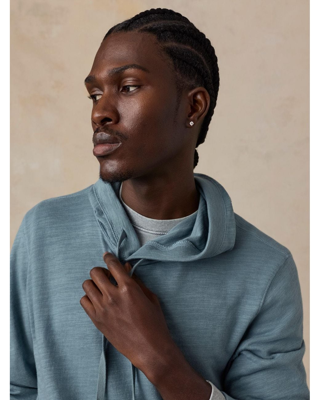 Faherty Brand Blue Sunwashed Organic Hoodie for men