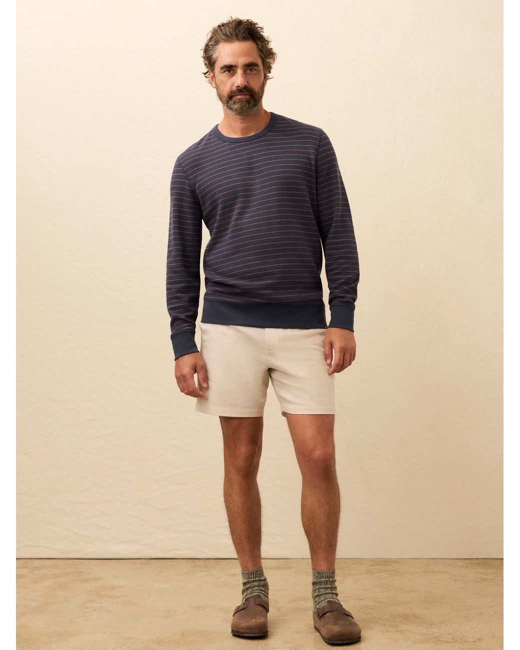 Faherty Brand Blue Double Knit Crewneck T-Shirt for men