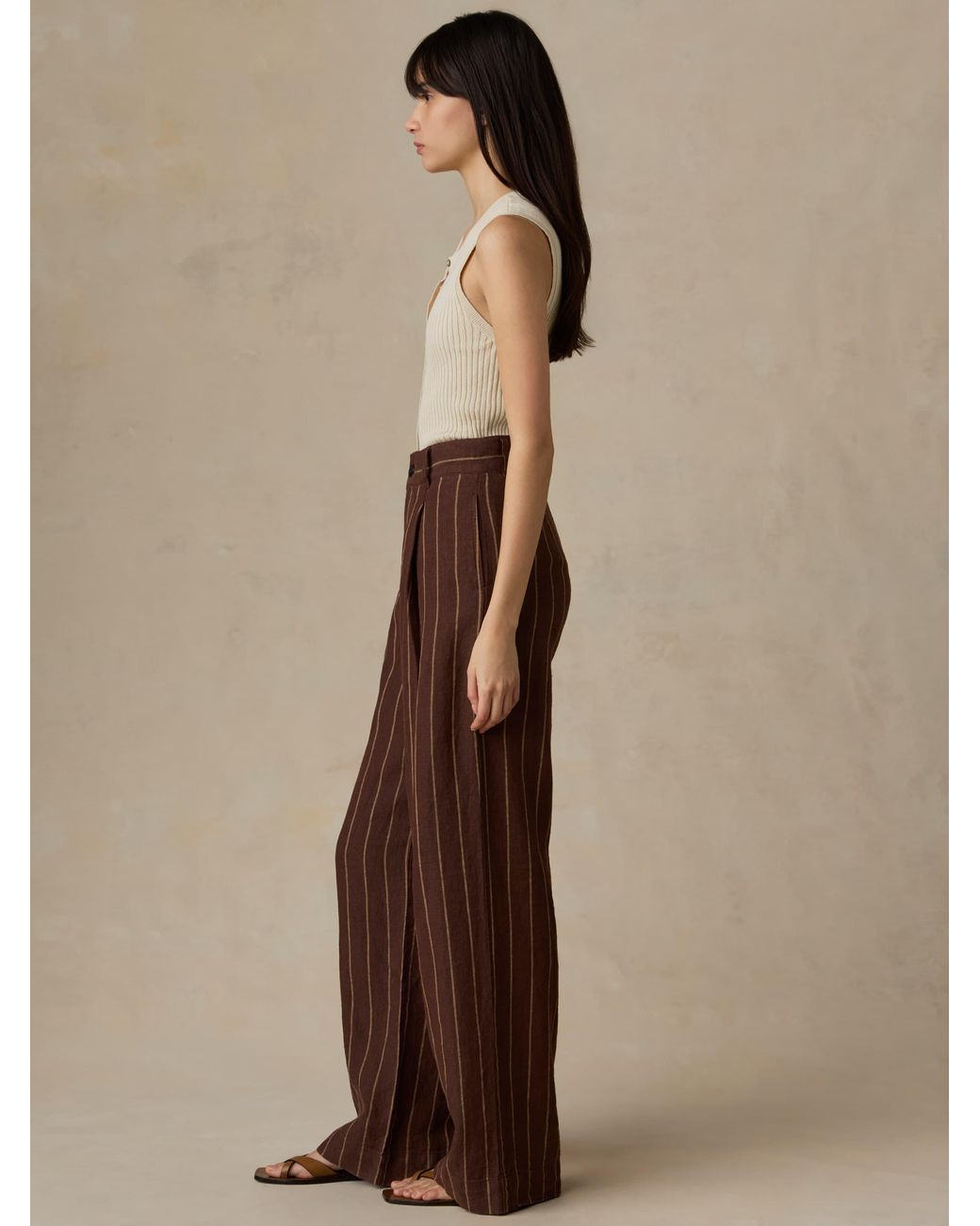 Faherty Brand Brown Sun Strider Linen Pleated Pants