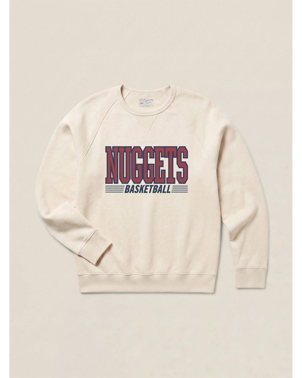 Faherty Brand Natural Denver Nuggets High Standard Fleece Crew for men