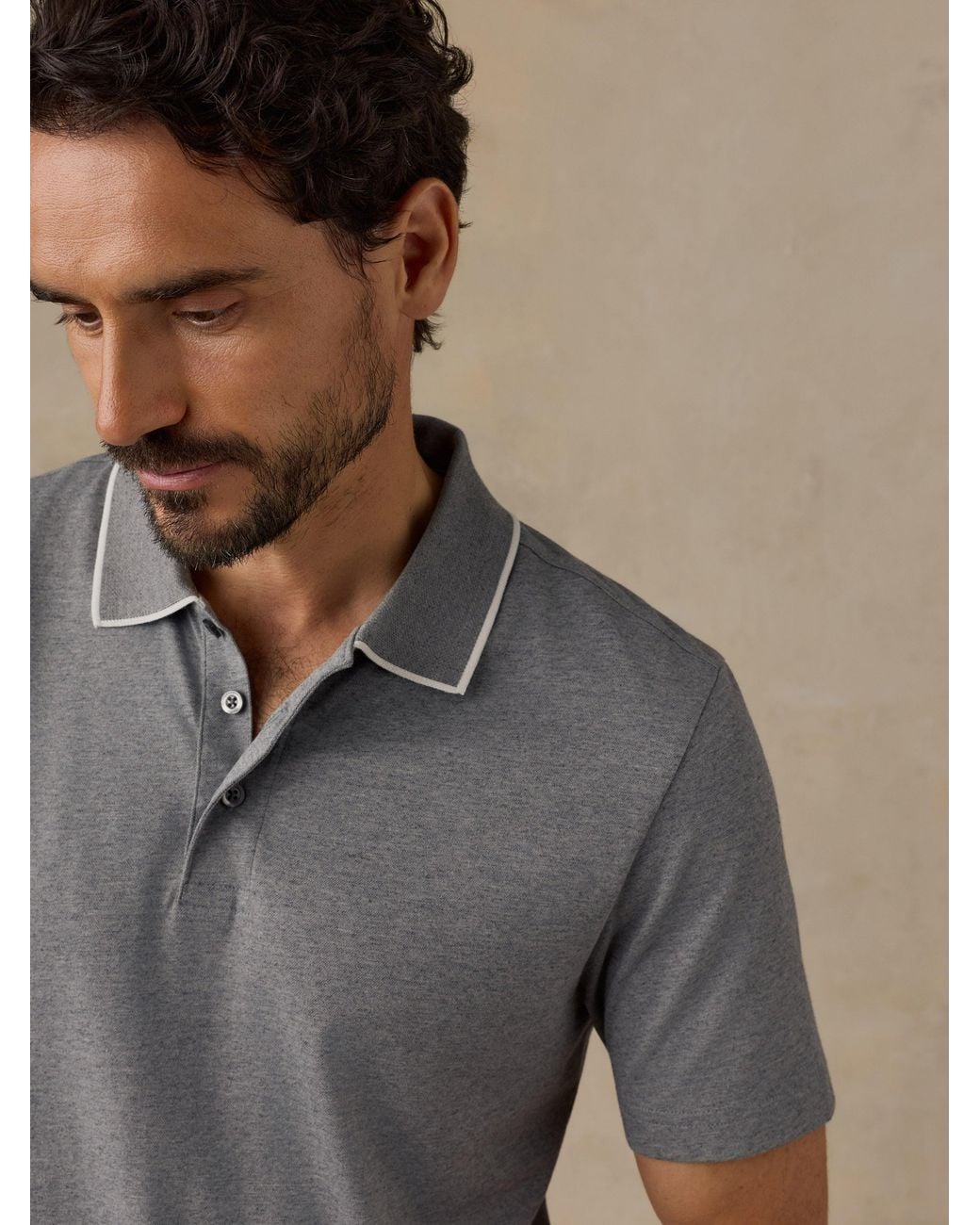 Faherty Brand Gray Short-Sleeve Movement Pique Polo Shirt for men