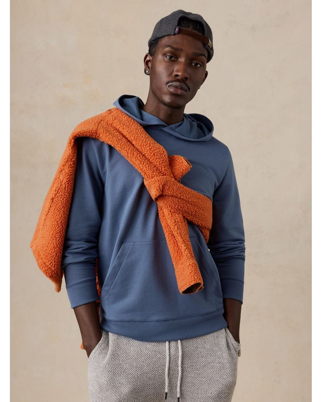 Faherty Brand Blue French Terry Hoodie for men